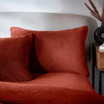 Dunelm Teddy Standard Pillowcase Pair Orange Umber