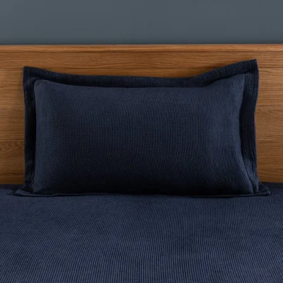 Dunelm Alston Waffle Navy Oxford Pillowcase Navy