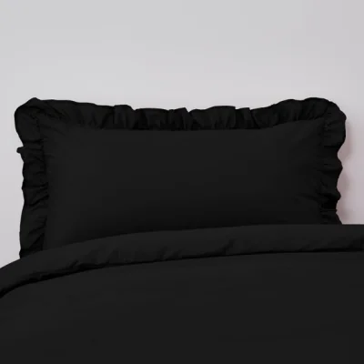 Dunelm Non Iron Plain Dye Black Frilled Pillowcase Black