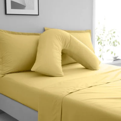 Dunelm Pure Cotton V-Shaped Pillowcase Primrose (Yellow)