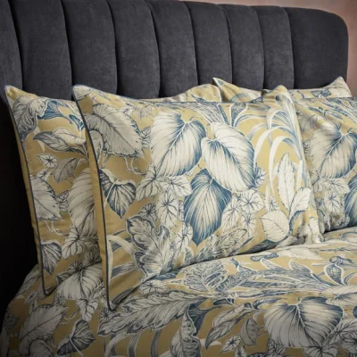 Dunelm EW by Edinburgh Weavers Tivoli Tropical 100% Cotton Sateen Pillowcase Pair Yellow