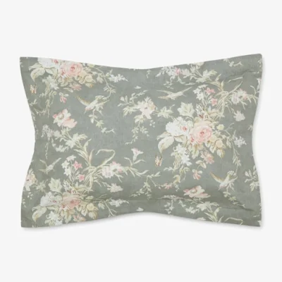 Dunelm Annella Grey Floral Cotton Oxford Pillowcase Grey