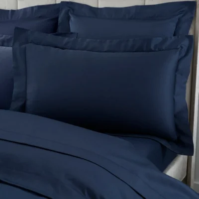 Dunelm Hotel 230 Thread Count Cotton Sateen Oxford Pillowcase Navy (Blue)