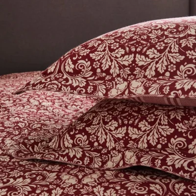 Dunelm Dorma Oakwood 100% Brushed Cotton Oxford Pillowcase Pair Red/White