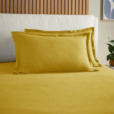 Dunelm Elements Cotton Jersey Plain Oxford Pillowcase Ochre