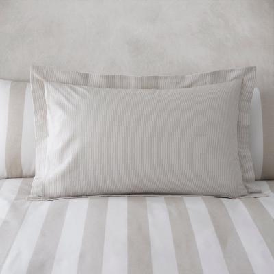 Dunelm Holmes Natural Striped 100% Cotton Reversible Oxford Pillowcase Light Grey