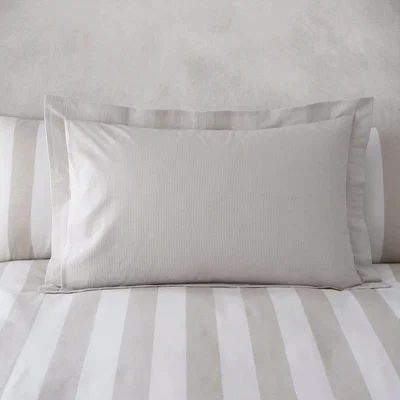 Dunelm Holmes Natural Striped 100% Cotton Reversible Oxford Pillowcase Light Grey