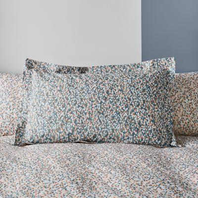 Dunelm Keaton Blue Oxford Pillowcase White/Orange/Green