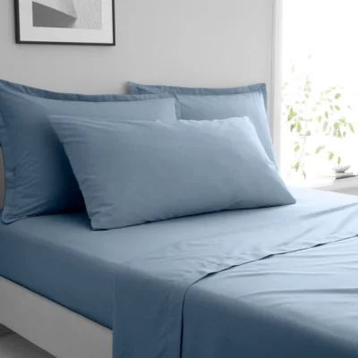 Dunelm Pure Cotton Bolster Pillowcase Denim Blue