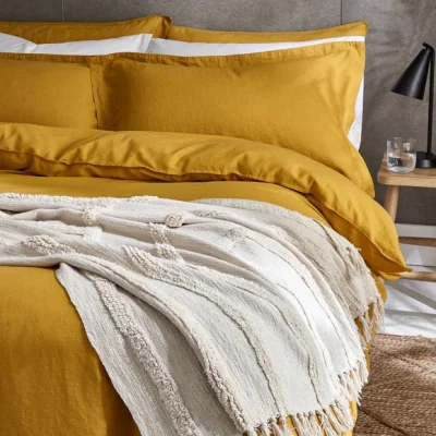 Dunelm Cotton Linen Oxford Pillowcase Sunshine (Yellow)