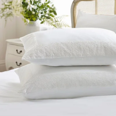 Dunelm Dorma Elmley Embroidered 100% Cotton Sateen Standard Pillowcase Pair