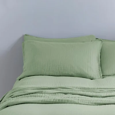 Dunelm Cotton Muslin Standard Pillowcases Sage