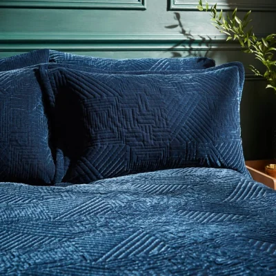 Dunelm Haisley Geometric Oxford Pillowcase Navy (Blue)