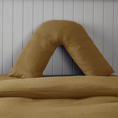 Dunelm Soft & Cosy Luxury Brushed Cotton V-Shape Pillowcase Gold