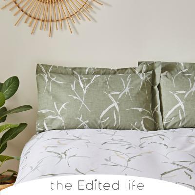 Dunelm Sadie Green 100% Organic Cotton Oxford Pillowcase Green/White