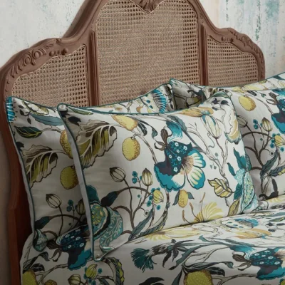 Dunelm EW by Edinburgh Weavers Morton Floral Teal 100% Cotton Sateen Pillowcase Pair Green
