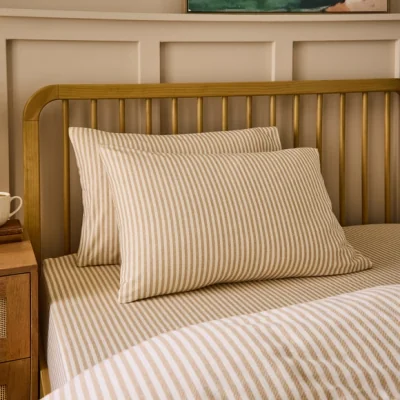 Dunelm Camille Stripe 100% Brushed Cotton Standard Pillowcase Pair