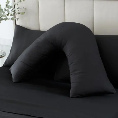 Dunelm Hotel 230 Thread Count Cotton Sateen V-Shape Pillowcase Black