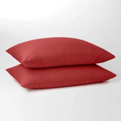 Dunelm Pure Cotton Standard Pillowcase Pair Red