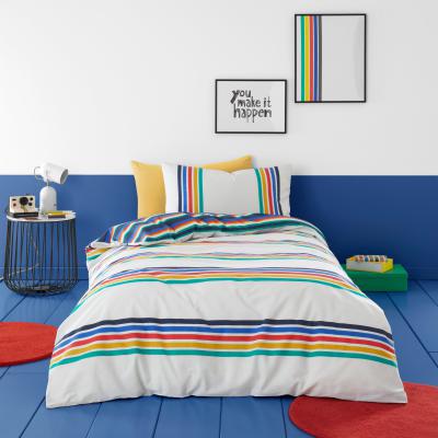 Dunelm Retro Stripe 100% Cotton Duvet Cover and Pillowcase Set MultiColoured