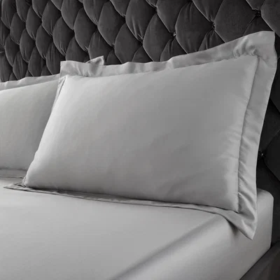 Dunelm Catherine Lansfield Silky Soft Satin Silver Oxford Pillowcase Pair Silver
