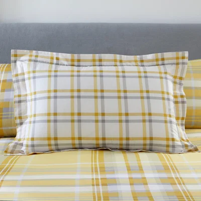 Dunelm Ovie Ochre Oxford Pillowcase Blue