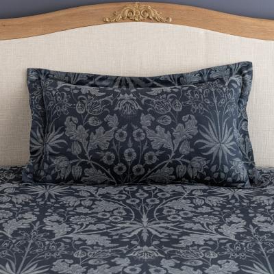 Dunelm Arden Arts and Crafts Navy 100% Cotton Oxford Pillowcase Navy Blue