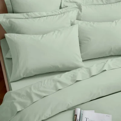 Dunelm Dorma Egyptian Cotton 400 Thread Count Percale Standard Pillowcase Light Green