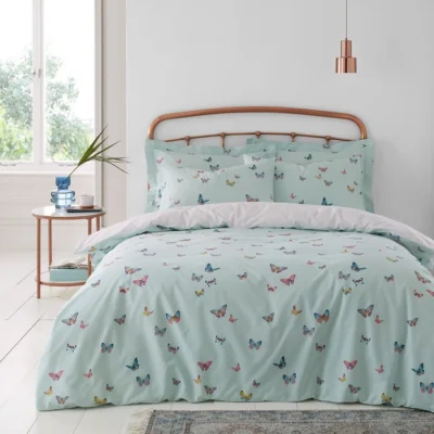 Dunelm Butterflies Pink Oxford Pillowcase Pink
