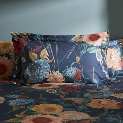 Dunelm Isla Sunflower Oxford Pillowcase Blue