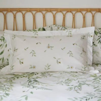 Dunelm Willow Trail Green Oxford Pillowcase Green/White