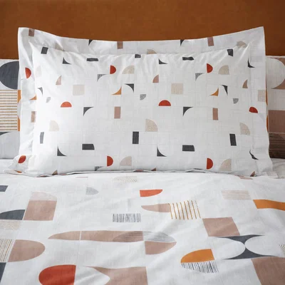 Dunelm Elements Oslo Oxford Pillowcase Orange and White
