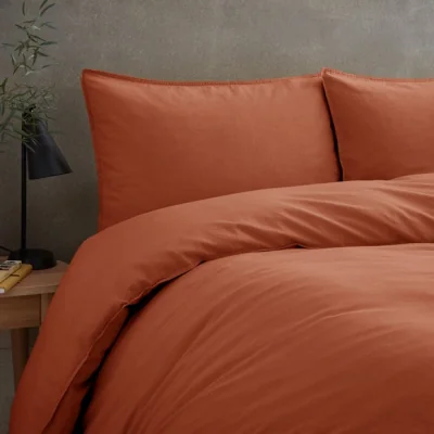 Dunelm Cotton Linen Standard Pillowcase Pair Butterscotch (Orange)