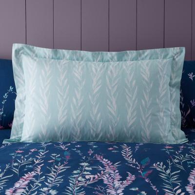 Dunelm Whimsical Floral Midnight 100% Cotton Oxford Pillowcase Blue/White