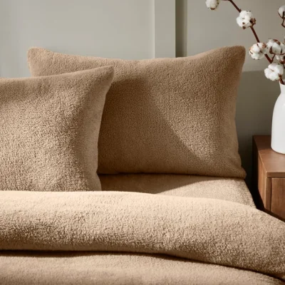 Dunelm Teddy Standard Pillowcase Pair Taupe (Brown)