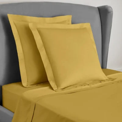 Dunelm Dorma Egyptian Cotton 400 Thread Count Percale Continental Pillowcase Yellow-Ochre