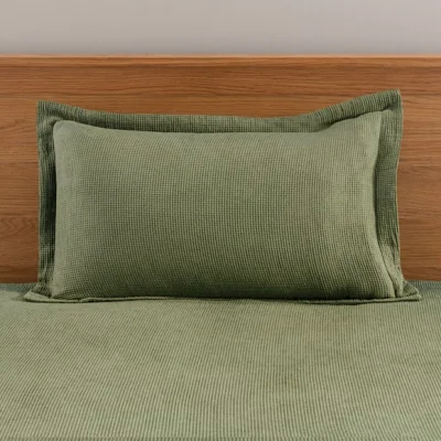 Dunelm Alston Waffle Oxford Pillowcase Olive Olive