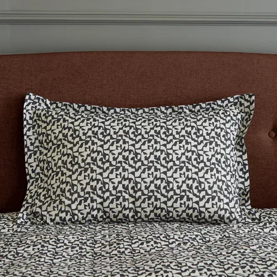 Dunelm Valter Mino Geometric Black Cotton Oxford Pillowcase