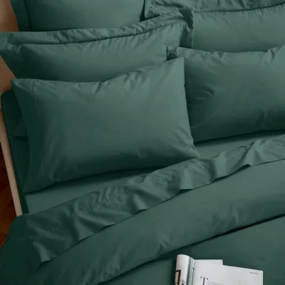Dunelm Dorma Egyptian Cotton 400 Thread Count Percale Standard Pillowcase Alpine (Green)