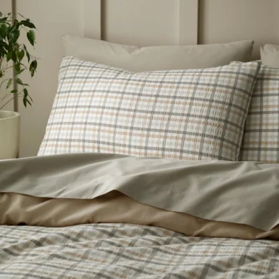 Dunelm Lynmouth Check 100% Cotton Standard Pillowcase Pair