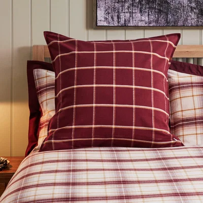 Dunelm Dorma Finlay Red Checked Continental Pillowcase Pair Red and White