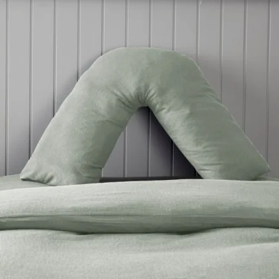Dunelm Soft & Cosy Luxury Brushed Cotton V-Shape Pillowcase Green