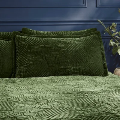Dunelm Haisley Geometric Oxford Pillowcase Olive (Green)