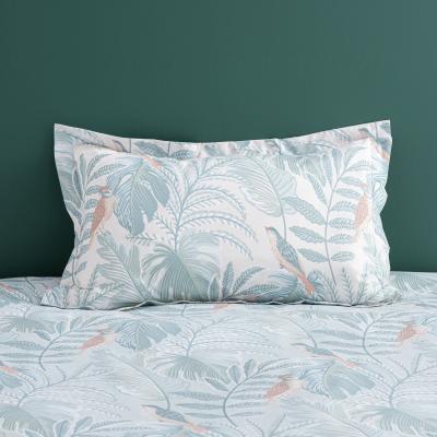 Dunelm Tropical Pastel Bird Green Oxford Pillowcase Green/White/Pink