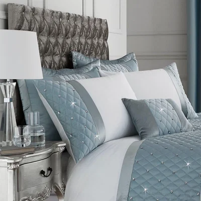 Dunelm Catherine Lansfield Sequin Cluster Duck-Egg Pair of Pillow Shams Blue