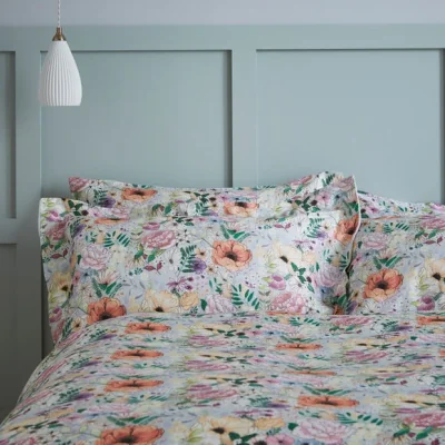 Dunelm Gillingham Floral Oxford Pillowcase Blue