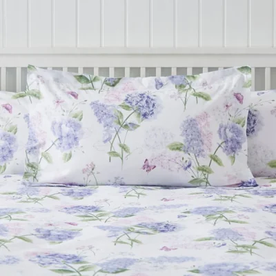 Dunelm Wild Hydrangea Lilac Oxford Pillowcase Purple/White/Green