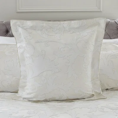 Dunelm Dorma Acanthus Jacquard Continental Square Pillowcase Cream