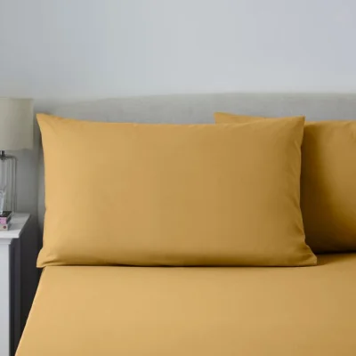 Dunelm Soft Cotton Standard Pillowcase Pair Ochre