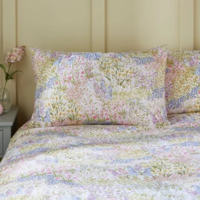 Dunelm Posie Meadow 100% Cotton Standard Pillowcase Pair